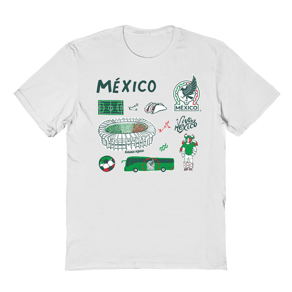 Mexico National Team Vive La Fete Youth Impressions Icons T-Shirt -  White