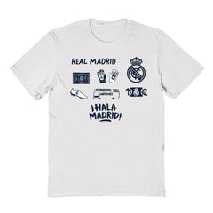 Real Madrid Vive La Fete Youth Impressions Icons T-Shirt -  White