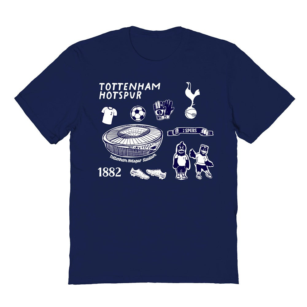 Tottenham Hotspur Vive La Fete Youth Impressions Icons T-Shirt -  Navy