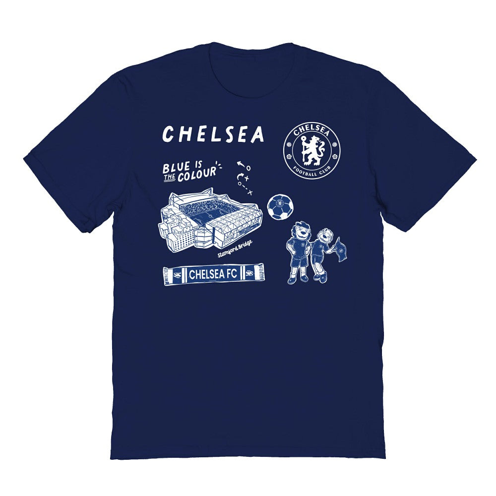 Chelsea Vive La Fete Youth Impressions Icons T-Shirt -  Navy