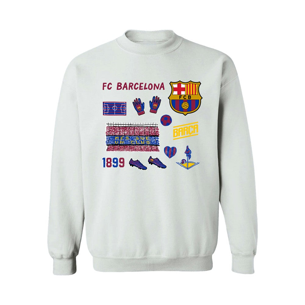 Barcelona Vive La Fete Women's Impressions Icons Sweatshirt -  White