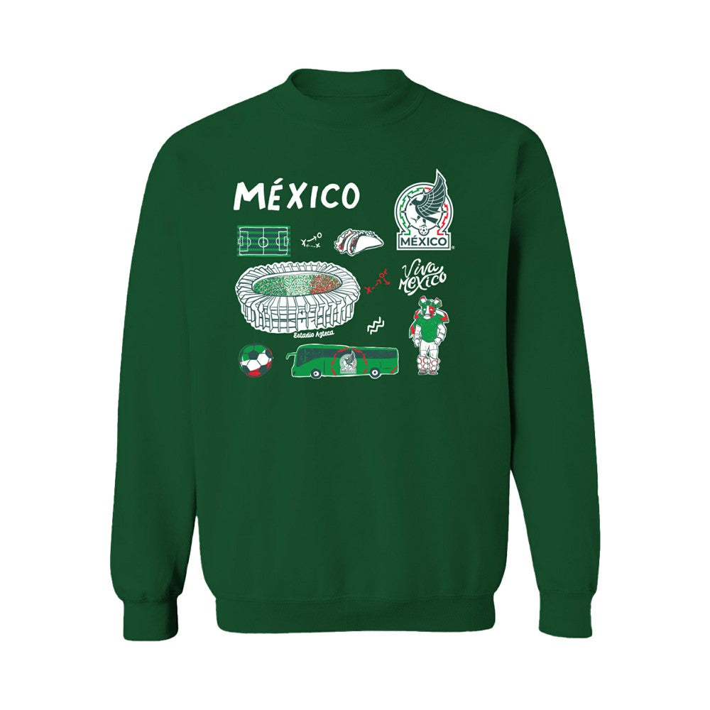 Mexico National Team Vive La Fete Women's Impressions Icons Sweatshirt -  Green