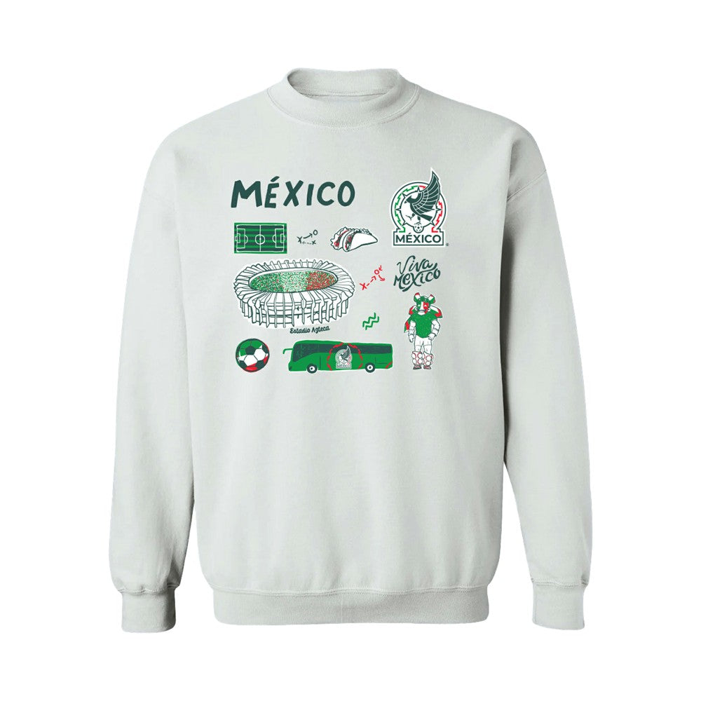 Mexico National Team Vive La Fete Women's Impressions Icons Sweatshirt -  White