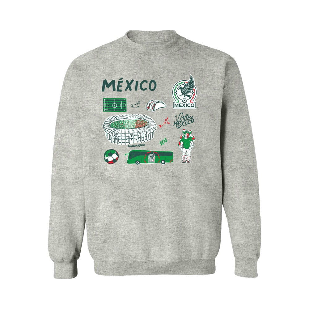 Mexico National Team Vive La Fete Women's Impressions Icons Sweatshirt -  Gray