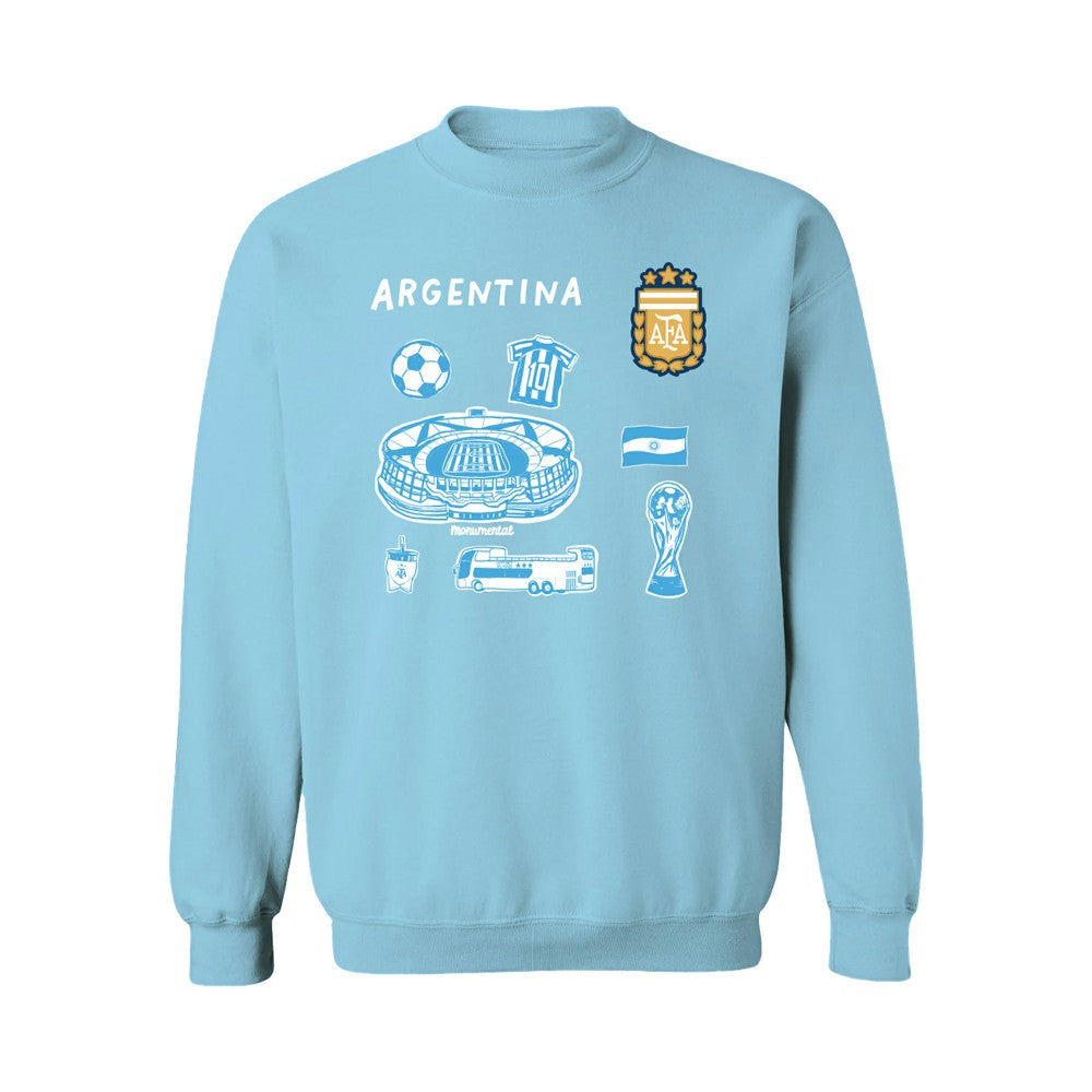 Argentina National Team Vive La Fete Women's Impressions Icons Sweatshirt -  Light Blue