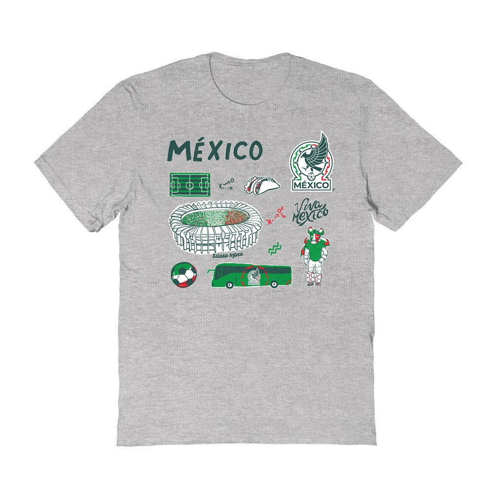 Mexico National Team Vive La Fete Women's Impressions Icons T-Shirt -  Gray