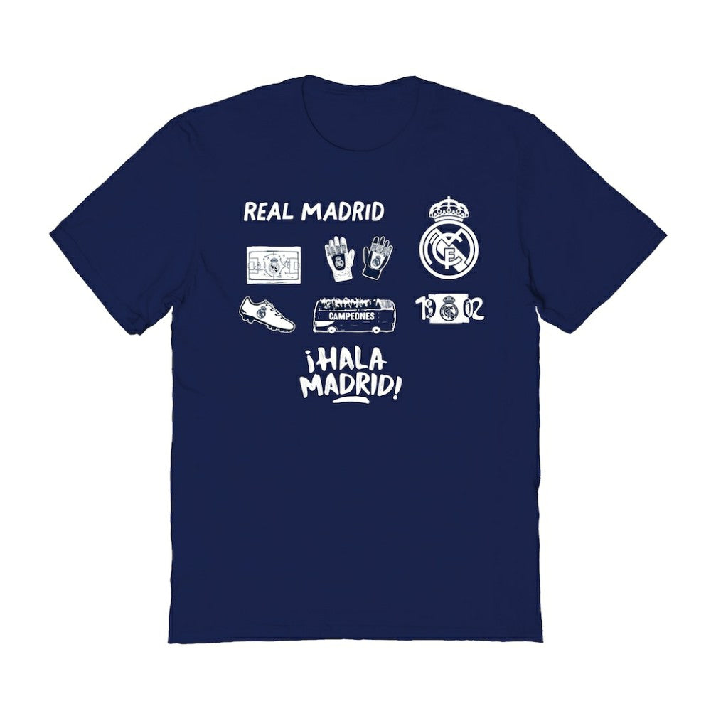 Real Madrid Vive La Fete Women's Impressions Icons T-Shirt -  Navy