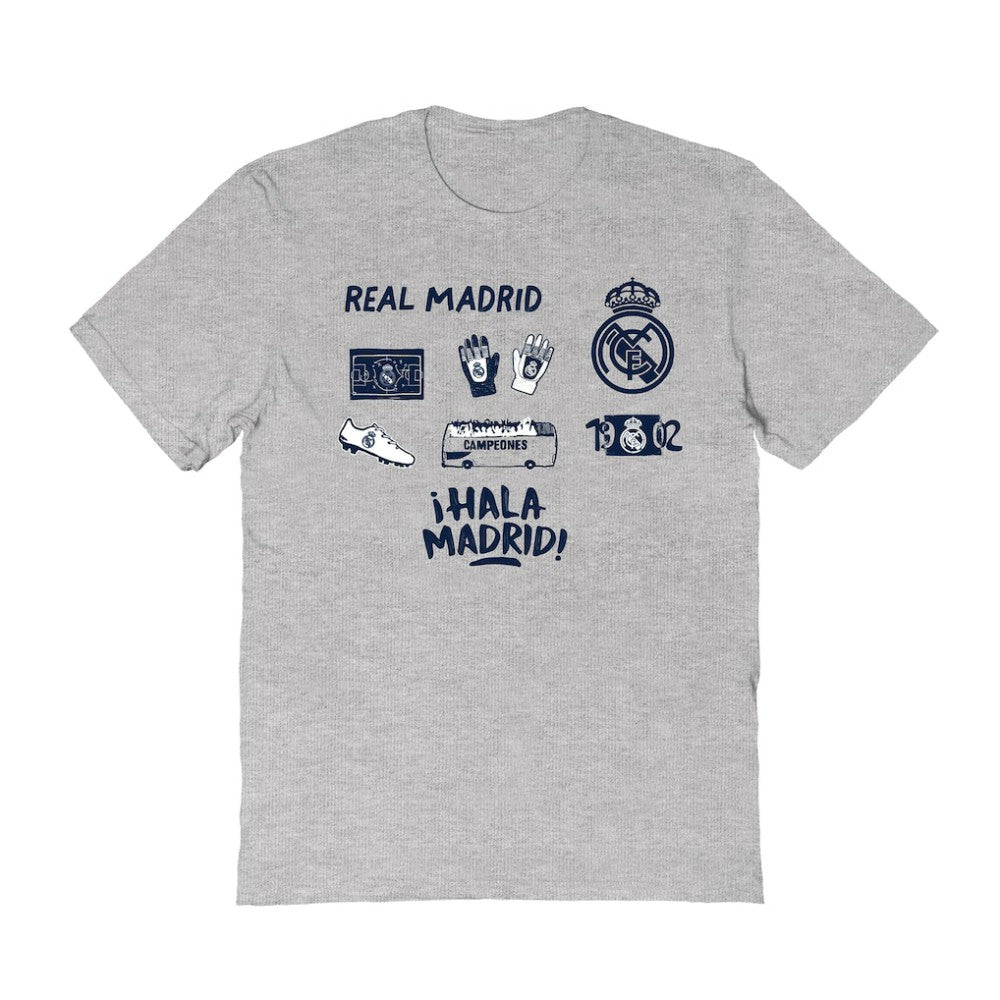 Real Madrid Vive La Fete Women's Impressions Icons T-Shirt -  Gray