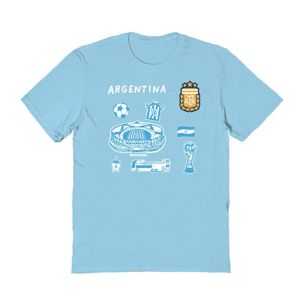 Argentina National Team Vive La Fete Women's Impressions Icons T-Shirt -  Light Blue