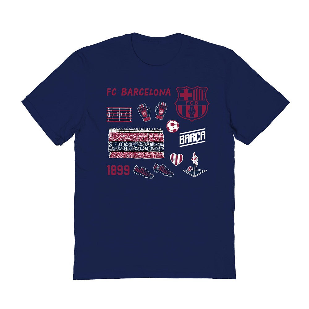 Barcelona Vive La Fete Women's Impressions Icons T-Shirt -  Navy