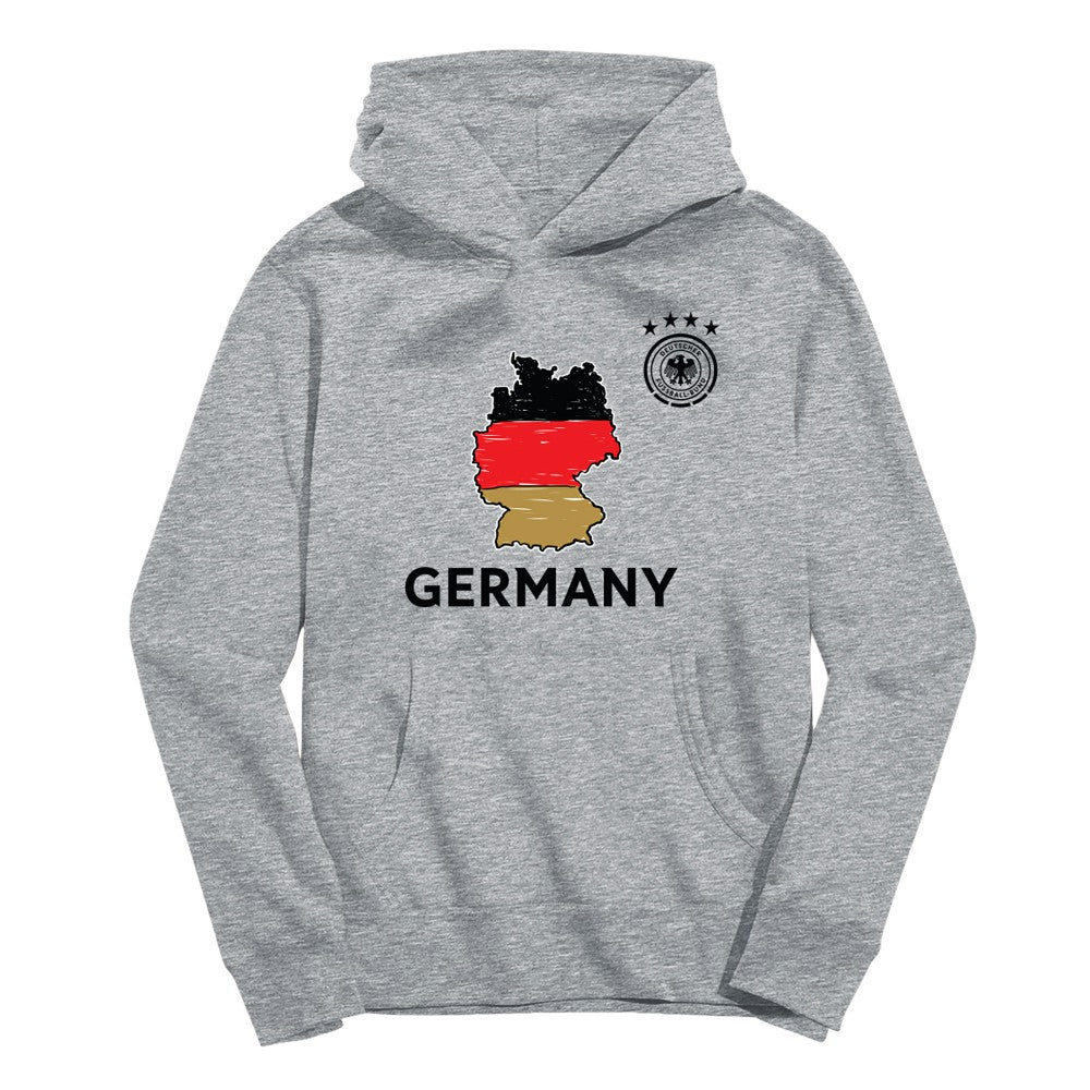 Germany National Team Vive La Fete Youth Map Style Hoodie -  Gray