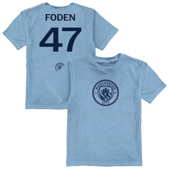 Phil Foden Manchester City Vive La Fete Youth Player Name & Number Color Badge T-Shirt -  Light Blue