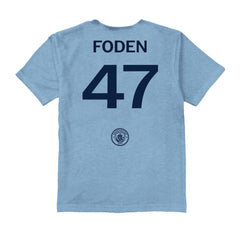 Phil Foden Manchester City Vive La Fete Youth Player Name & Number Color Badge T-Shirt -  Light Blue