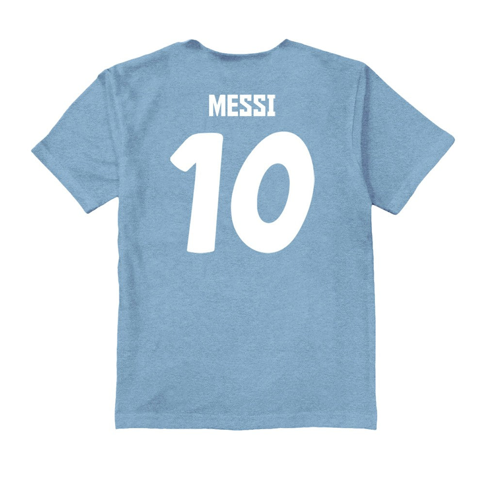 Lionel Messi Argentina National Team Vive La Fete Youth Player Name & Number Color Badge T-Shirt -  Light Blue