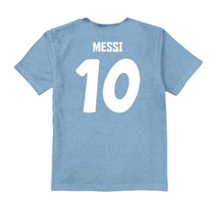 Lionel Messi Argentina National Team Vive La Fete Youth Player Name & Number Color Badge T-Shirt -  Light Blue