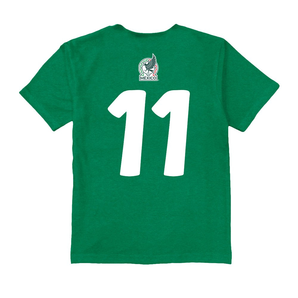 Santiago Gimenez Mexico National Team Vive La Fete Youth Player Name & Number Color Badge T-Shirt -  Green