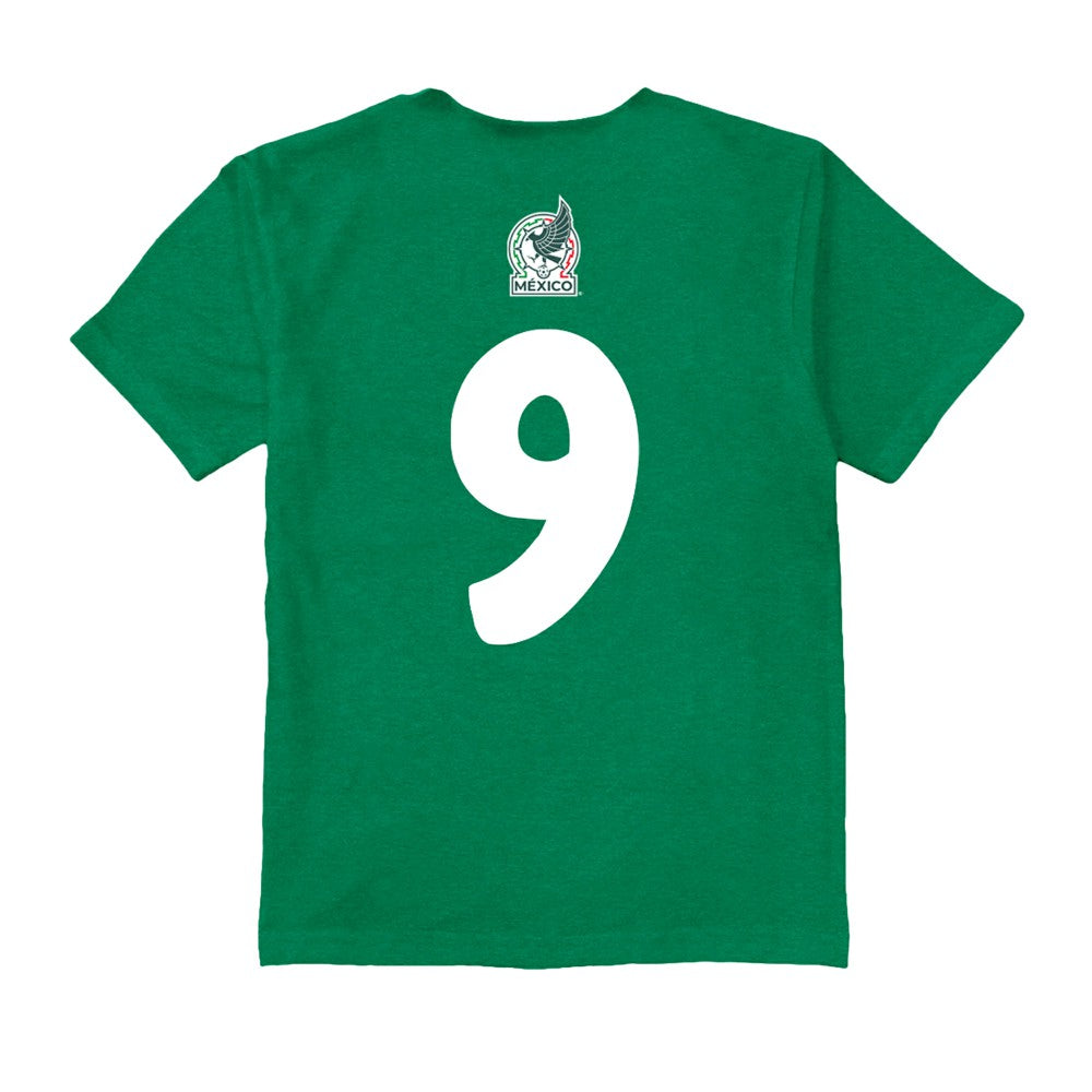 Raúl Jiménez Mexico National Team Vive La Fete Youth Player Name & Number Chilena Style T-Shirt -  Green