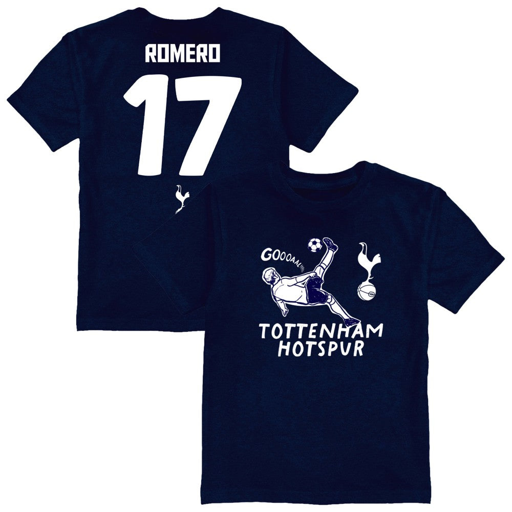 Cristian Romero Tottenham Hotspur Vive La Fete Youth Player Name & Number Chilena Style T-Shirt -  Navy