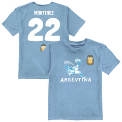 Lautaro Martinez Argentina National Team Vive La Fete Youth Player Name & Number Chilena Style T-Shirt -  Light Blue