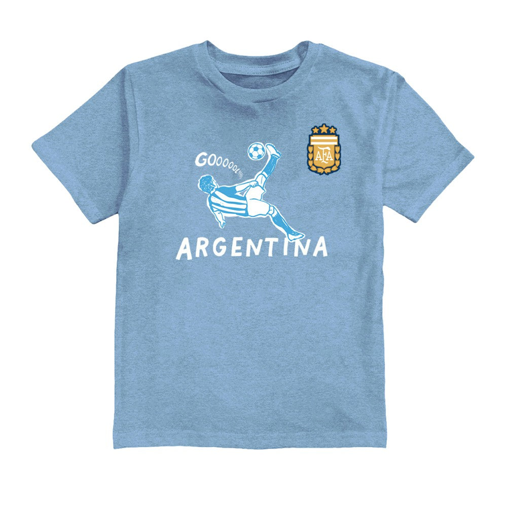 Lionel Messi Argentina National Team Vive La Fete Youth Player Name & Number Chilena Style T-Shirt -  Light Blue