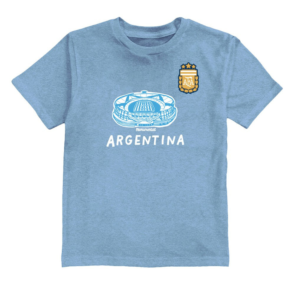 Lionel Messi Argentina National Team Vive La Fete Youth Player Name & Number Stadium Style T-Shirt -  Light Blue