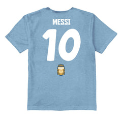 Lionel Messi Argentina National Team Vive La Fete Youth Player Name & Number Stadium Style T-Shirt -  Light Blue