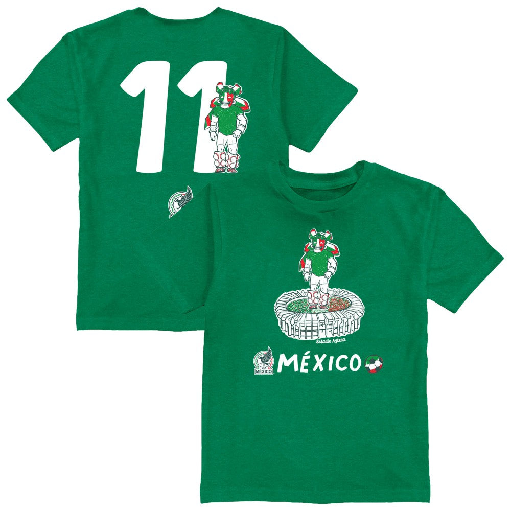 Santiago Gimenez Mexico National Team Vive La Fete Youth Player Name & Number Stadium Style T-Shirt -  Green