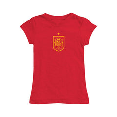 Spain National Team Vive La Fete Girls Youth Color Badge Fitted T-Shirt -  Red