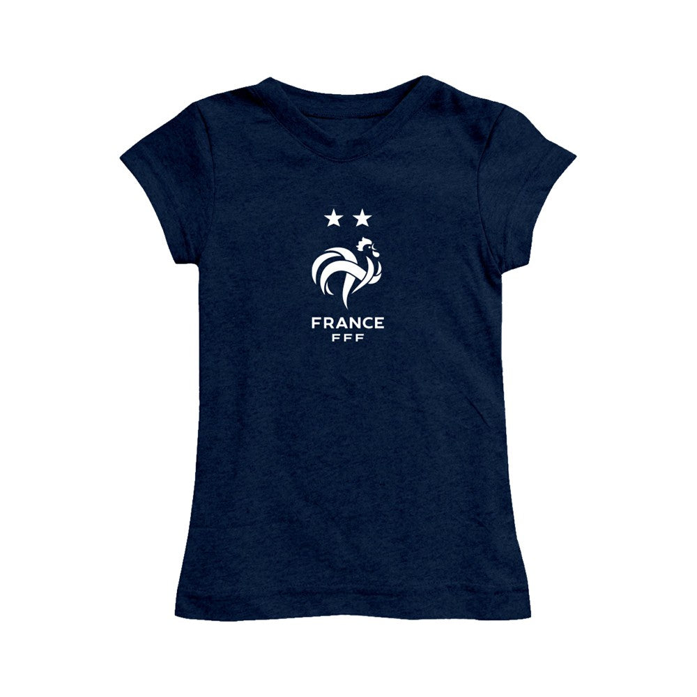 France National Team Vive La Fete Girls Youth Color Badge Fitted T-Shirt -  Navy