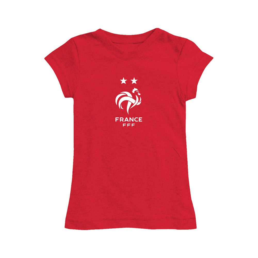 France National Team Vive La Fete Girls Youth Color Badge Fitted T-Shirt -  Red