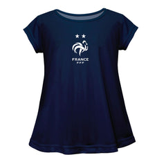 France National Team Vive La Fete Girls Youth Color Badge A-Line Top -  Navy
