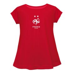 France National Team Vive La Fete Girls Youth Color Badge A-Line Top -  Red