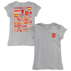 Spain National Team Vive La Fete Girls Youth Impressions Artwork Fitted T-Shirt -  Gray