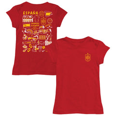 Spain National Team Vive La Fete Girls Youth Impressions Artwork Fitted T-Shirt -  Red