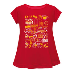 Spain National Team Vive La Fete Girls Youth Impressions Artwork A-Line Top -  Red
