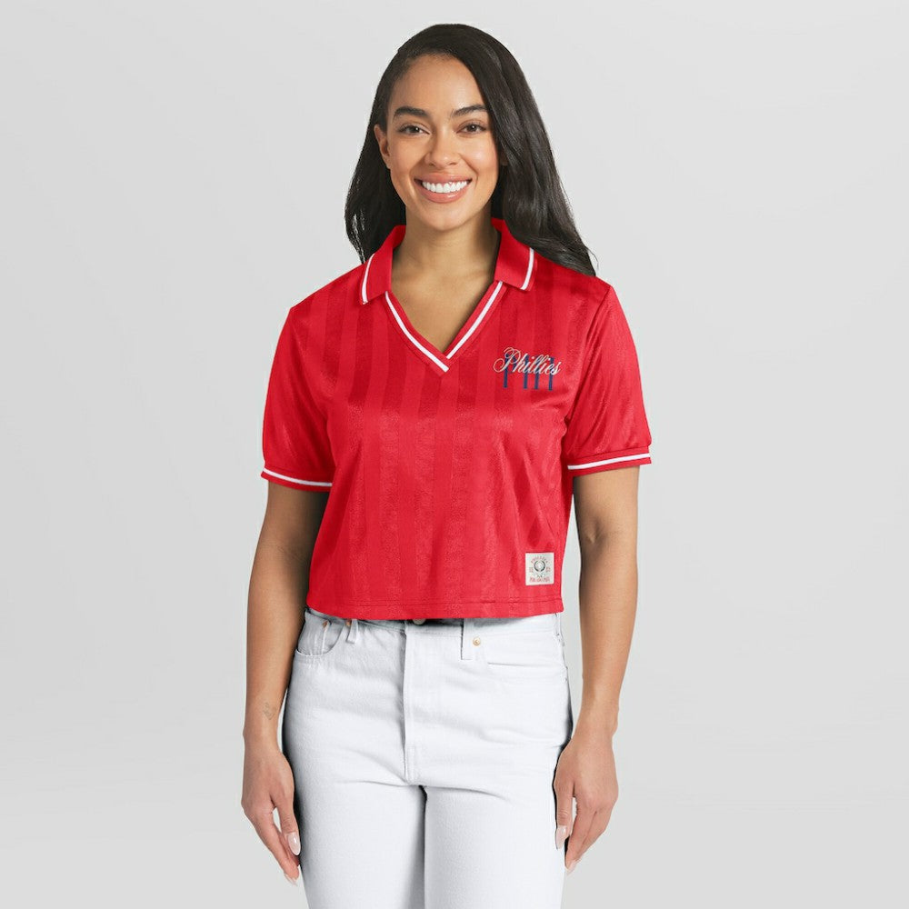 MLB Philadelphia Phillies WEAR by Erin Andrews Women's Cropped Polo