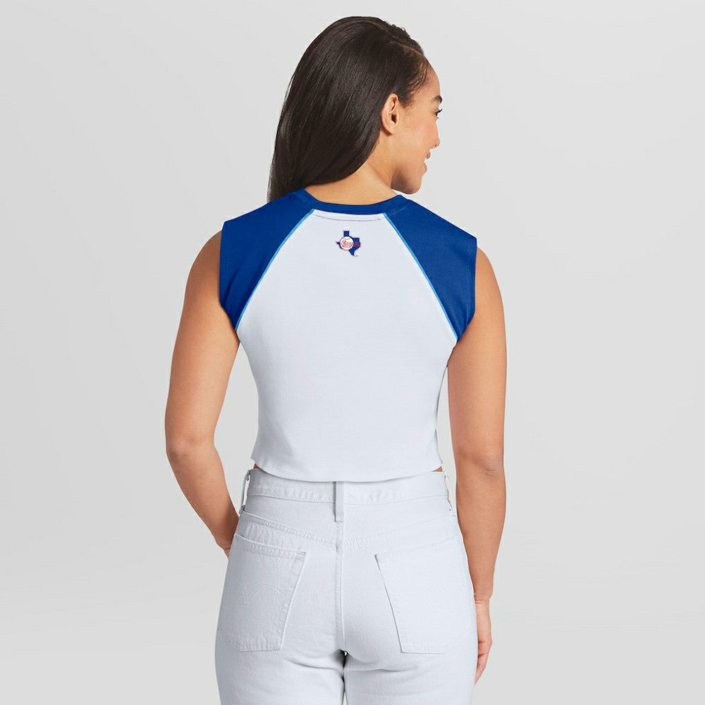 MLB Texas Rangers WEAR by Erin Andrews Women's Cooperstown Cropped Raglan Tank Top