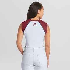 MLB Philadelphia Phillies WEAR by Erin Andrews Women's Cooperstown Cropped Raglan Tank Top