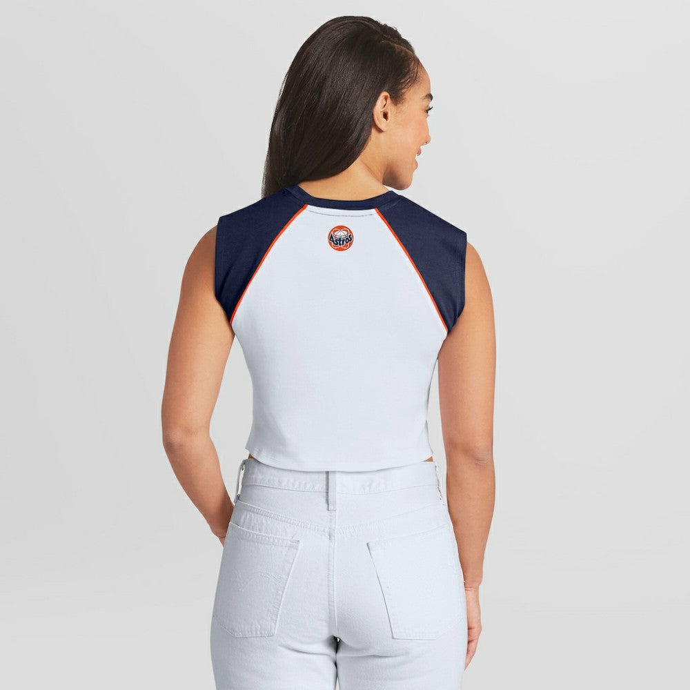 MLB Houston Astros WEAR by Erin Andrews Women's Cooperstown Cropped Raglan Tank Top