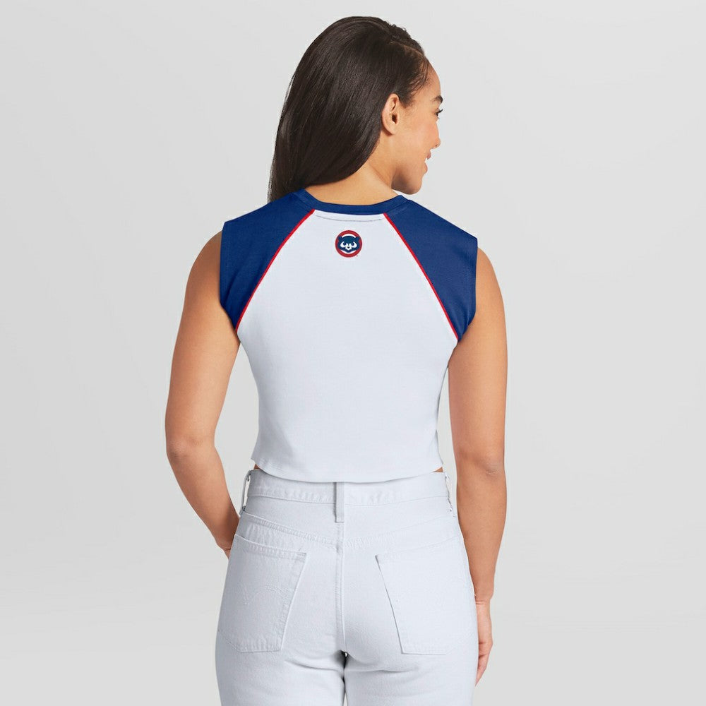 MLB Chicago Cubs WEAR by Erin Andrews Women's Cooperstown Cropped Raglan Tank Top