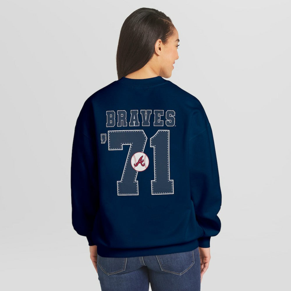 MLB Atlanta Braves WEAR by Erin Andrews Women's Heavyweight Crew Neck Sweatshirt