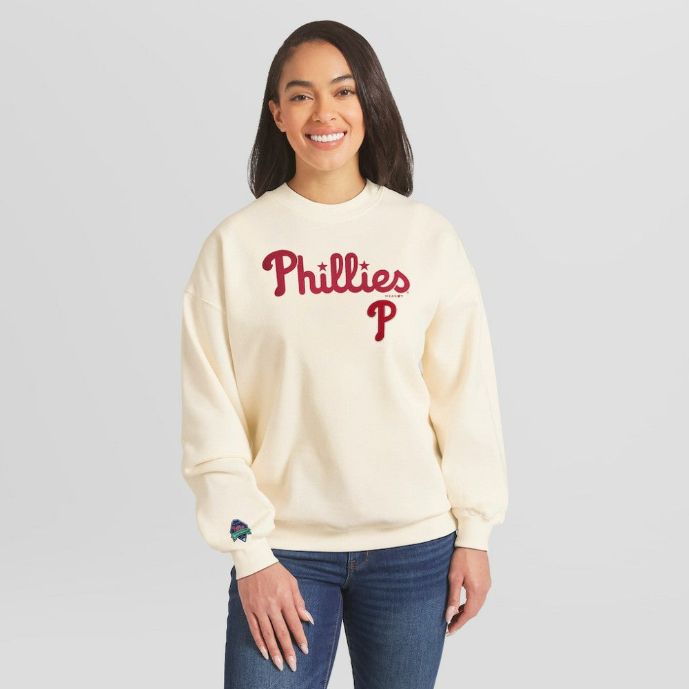 MLB Philadelphia Phillies WEAR by Erin Andrews Women's Heavyweight Crew Neck Sweatshirt