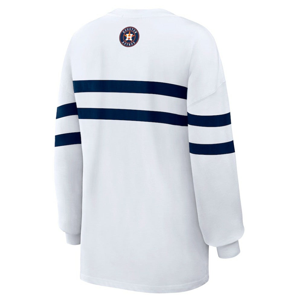 MLB Houston Astros WEAR by Erin Andrews Women's Oversized Long Sleeve Striped T-Shirt