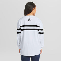 MLB Baltimore Orioles WEAR by Erin Andrews Women's Oversized Long Sleeve Striped T-Shirt