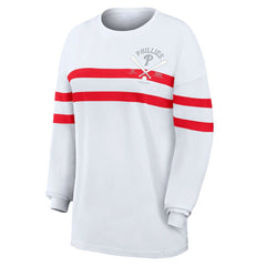 MLB Philadelphia Phillies WEAR by Erin Andrews Women's Oversized Long Sleeve Striped T-Shirt