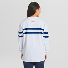 MLB Los Angeles Dodgers WEAR by Erin Andrews Women's Oversized Long Sleeve Striped T-Shirt