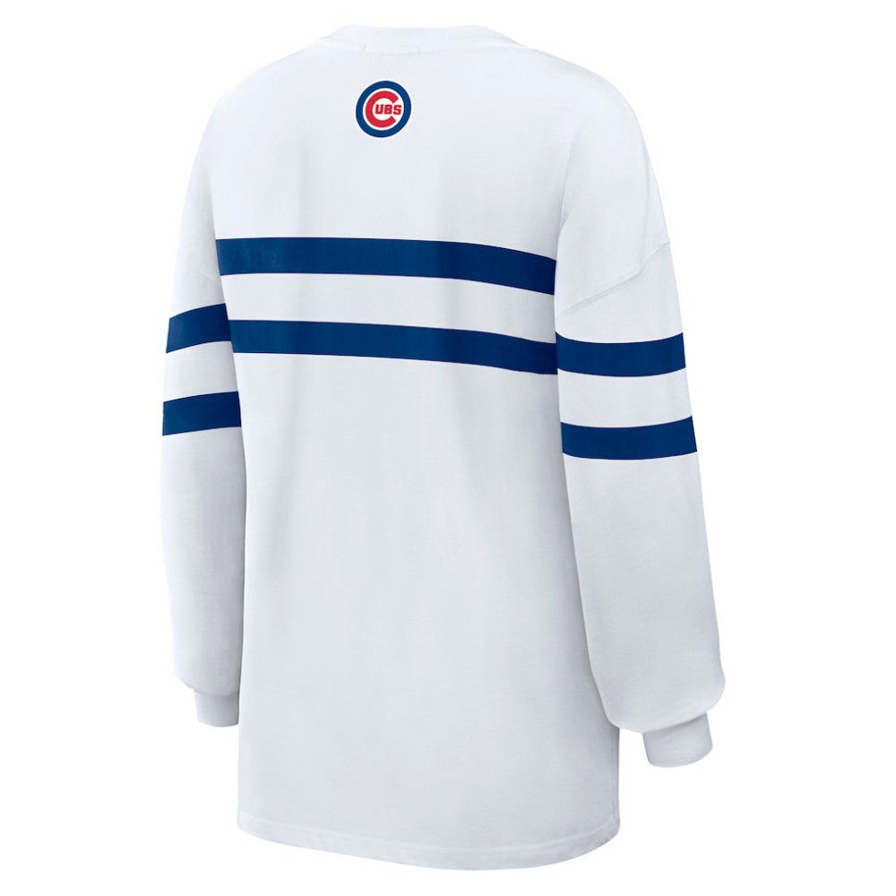 MLB Chicago Cubs WEAR by Erin Andrews Women's Oversized Long Sleeve Striped T-Shirt