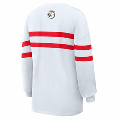 MLB Cincinnati Reds WEAR by Erin Andrews Women's Oversized Long Sleeve Striped T-Shirt