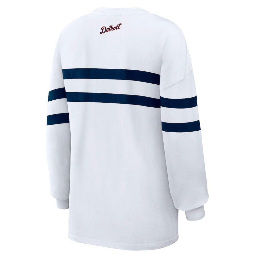 MLB Detroit Tigers WEAR by Erin Andrews Women's Oversized Long Sleeve Striped T-Shirt