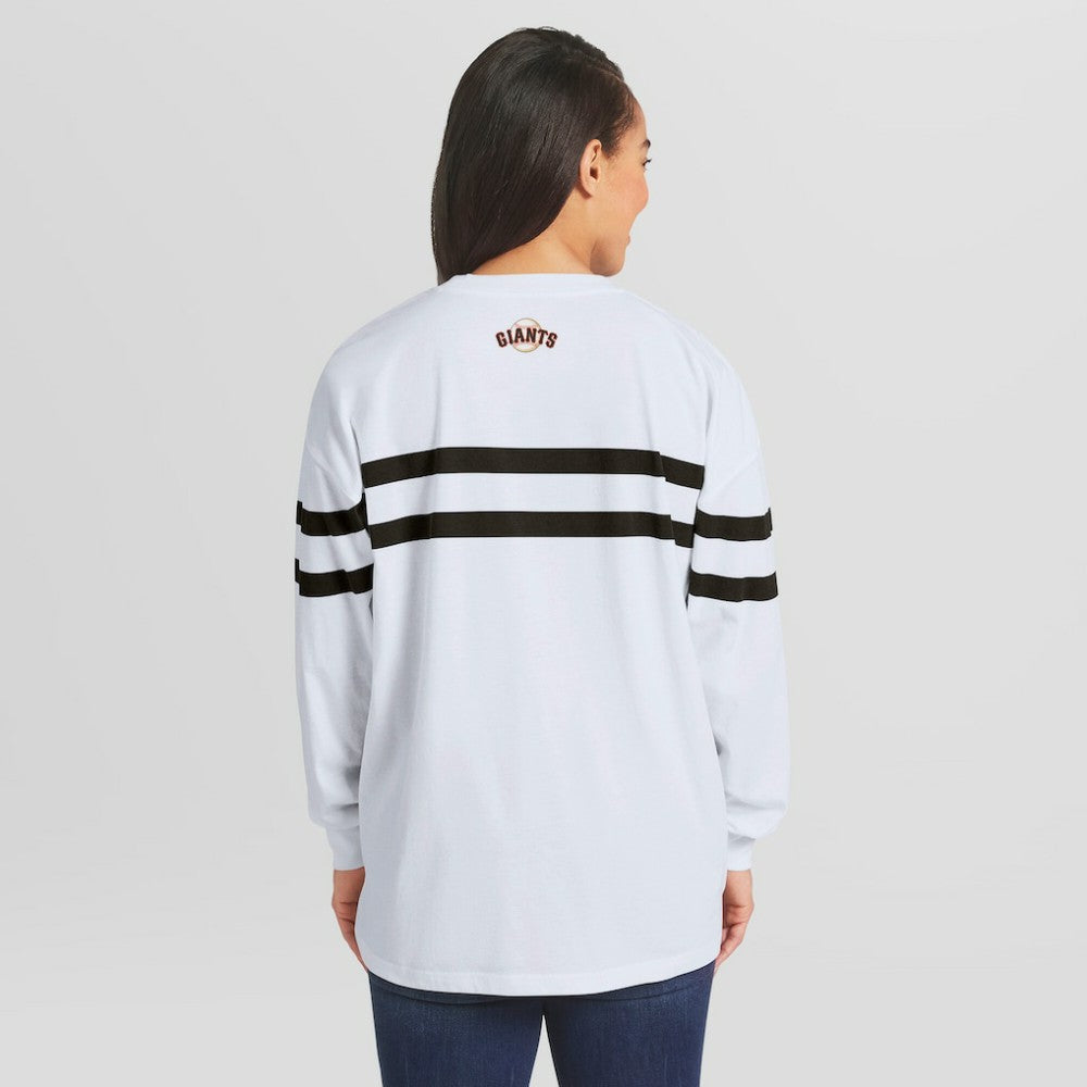 MLB San Francisco Giants WEAR by Erin Andrews Women's Oversized Long Sleeve Striped T-Shirt